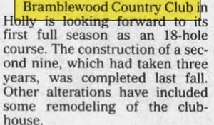 Bramblewood Country Club - Apr 18 1991 Article